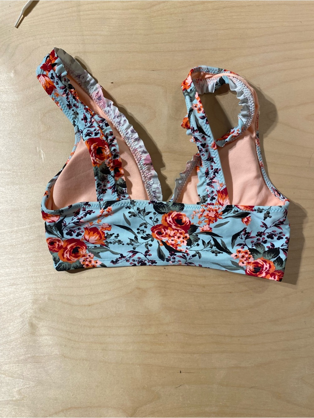Mossimo Supply Co. Light Blue Floral V-Neck Bikini Top Medium (RG) - Picture 6 of 6